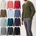 S.OLIVER Herren Pullover Regular Fit V-Ausschnitt langarm Logo Feinstrick