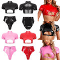 Damen Outfits Hotpants Nachtwäsche 2tlg Dessous Set Wetlook Unterwäsche Höschen