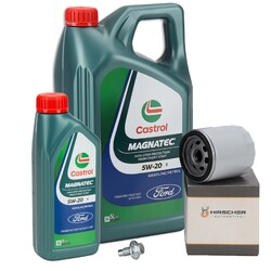 6L CASTROL MAGNATEC E 5W-20 HIRSCHER Ölfilter für FORD 2.0/2.3 EcoBoost 1751529