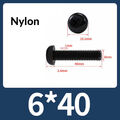M2 M2.5 M3 M4 M5 M6 M8 Nylon Kunststoff Linsenkopfschraube Kreuzschlitz Schwarz