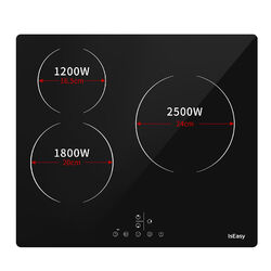Elektro-Kochfeld Glaskeramikkochfeld Autark Elektrokochfeld Rahmenlos Touch 59cm