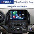 DAB+ 4+64GB Apple Carplay Android 15 Autoradio Für Hyundai i30 GPS Navi SWC +KAM