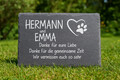 Gedenktafel Tiergrabstein Gedenkplatte Hund Schiefer Tafel Stein Pfote Herz  A48