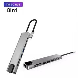 USB C Hub 8 in 1 Adapter HDMI 4K USB 3.0 Micro SD RJ45 Ethernet Netzwerk MacBook✅Für Alle Geräte✅Computer, Mac, Smartphone✅Blitzversand