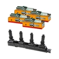 NTY SET Zündspule + 4x NKG Zündkerze für Opel Corsa D S07 1.2 LPG 1.4 Suzuki