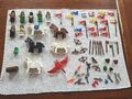 Konvolut Lego Figuren Ritter+Schilder Speere,Bogen, Pferde,Flaggen Drachen Kiste