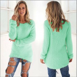 Warm Winter Plüsch Langarm Pullover Strickpullover Sweater Pulli Oberteile DE