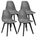 [en.casa] 4x Design Stühle Grau/Schwarz Esszimmer Stuhl Kunststoff Skandinavisch