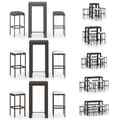 3/5/7/9-tlg. Gartenbar-Set mit Kissen Poly Rattan Barhocker Bartisch Gartenmöbel