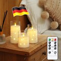 3er Set LED Kerzen mit Timerfunktion Batterie für Außen Outdoor Licht flackernd