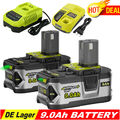 2X Für Ryobi Akku 18V 9,0AH Lithium One+ Plus RB18L50 P108 RB18L40 /Ladegerät DE