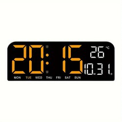 LED Digital Wanduhr mit Datum Uhrzeit Temperatur Display Alarm Grün/Blau/Orange