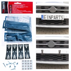 Rahmenlose KFZ Nummernschildhalter 2x Kennzeichenhalter Set 4x Klipp-module