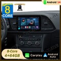 4+64G Android 14 Autoradio CarPlay GPS Navi +Kam Für Seat LEON 5F1 5F5 2012-2019