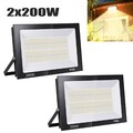 2x200W LED Fluter Flutlicht Strahler Baustrahler Scheinwerfer Außen Leuchte IP65