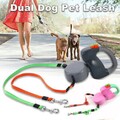 Dual Automatik Hundeleine Flexi Rollleine Gurtleine Doppelleine 2 Hunde für 50KG