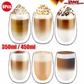 6er Doppelwandige Latte Macchiato Gläser Set 350/450ml Thermogläser doppelwandig
