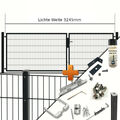 Stabmatten Zaun + Einfahrtstor 2-flg. B= 3,25m + Pfosten Abdeckleiste Zaunanlage