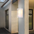 Wandlampe Hauswandleuchte Außenleuchte E27 Laterne Alu weiß Garten satiniert