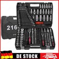 216tlg Knarrenkasten Steckschlüssel Werkzeug Koffer Ratschen Kasten 1/2 1/4 3/8