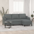 vidaXL 3-Sitzer-Sofa mit Hocker Hellgrau 180 cm Stoff