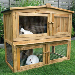 Hasenstall Kaninchen Stall Hasen Obelix Kleintier Haus Käfig Frei Auslauf Gehege❤Obelix❤106 x 53 x 91cm❤Kieferholz❤Wetterfest❤Verzinkt❤