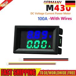 DC0-100V Amp Volt Gauge Dual LED Digital Voltage Current Meter (Blau Grün 100A)