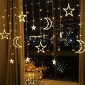 LED Lichterkette Sterne Mond Fenster Lichtervorhang Außen Innen Weihnachten Deko