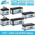 12V 50Ah 100Ah 200Ah 24V 100Ah LiFePO4 Lithium Batterie für Solar Wohnmobil Boot
