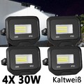 4x LED Fluter 30W Außen Strahler Kaltweiß Scheinwerfer Baustrahler Garten Lampe