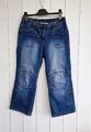 (16) MIA LINEA Gr. 42, Caprihose - Cargostil - Blauer Denim mit Waschung TOP!