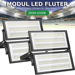 2X 200W Modul LED Fluter Scheinwerfer Flutlicht 20000lm Aussenstrahler Straßen