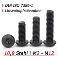 Linsenkopfschrauben DIN ISO 7380-1 ISK 10.9 Stahl M2 M2,5 M3 M4 M5 M6 M8 M10 M12