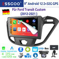 32G Android 12 Autoradio Carplay BT GPS Navi DAB MIK Kam Für Ford Transit Custom