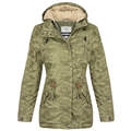 Urban Surface Damen Parka Jacke Mantel mit Kapuze Teddyfell gefüttert 