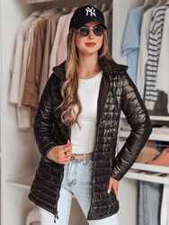 Damen Übergangsjacke mit Kapuze Steppjacke Lange Jacke Unifarbe  DSTREET S-2XL