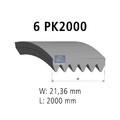 Keilrippenriemen DT Spare Parts 1.21871 6PK2000 2000 für 70C 7DB T4 70B T3 VW LT