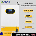 6.2KW 48V Hybrid Solar Wechselrichter Inverter On/Off-Grid MPPT 120A 500V WIFI