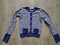 H&M Mädchen Strickjacke Gr.110/116, Blau/Weiß gestreift, Maritim