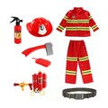 Feuerwehrmann-Kostüm für Kinder mit Rucksack, Wasserspielzeug-Anzug,