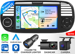 DVR+CAM+Android 13 7"IPS Autoradio GPS Navi CarPlay Für Fiat 500 500C 500S 07-15