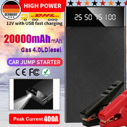 Auto KFZ Starthilfe Jump Starter 2000mAh 400A Ladegerät Booster Powerbank DE