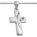 Kinder Zirkonia Kreuz Anhänger zur Taufe Erst- Kommunion mit Kette Silber 925