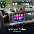 2+32G Android 14 Autoradio GPS Navi BT FM CarPlay Für Smart Fortwo 451 2005-2010