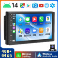 7'' Doppel DIN Android 14 4+64G Autoradio Carplay GPS Navi BT WiFi RDS FM Kamera