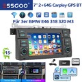 DAB+ 64GB Carplay Android 15 Autoradio GPS BT RDS Für BMW 3er E46 318 320 325 M3