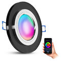 Runde Glas Einbauleuchte flach schwarz mit Smarthome WLAN RGB LED Modul dimmbar