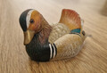 Elli MALEVOLTI Holz Messing Ente Figur MANDARINENTE Deko Vogel Handmade Rarität