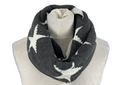Schal Loop Wendeschal Schlauchschal Damen Grau Weiß Strick Sterne Warm Boom It