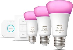 Philips Hue White and Colour Ambiance E27 Starter Kit 3 Lampen, Dimmer + Bridge